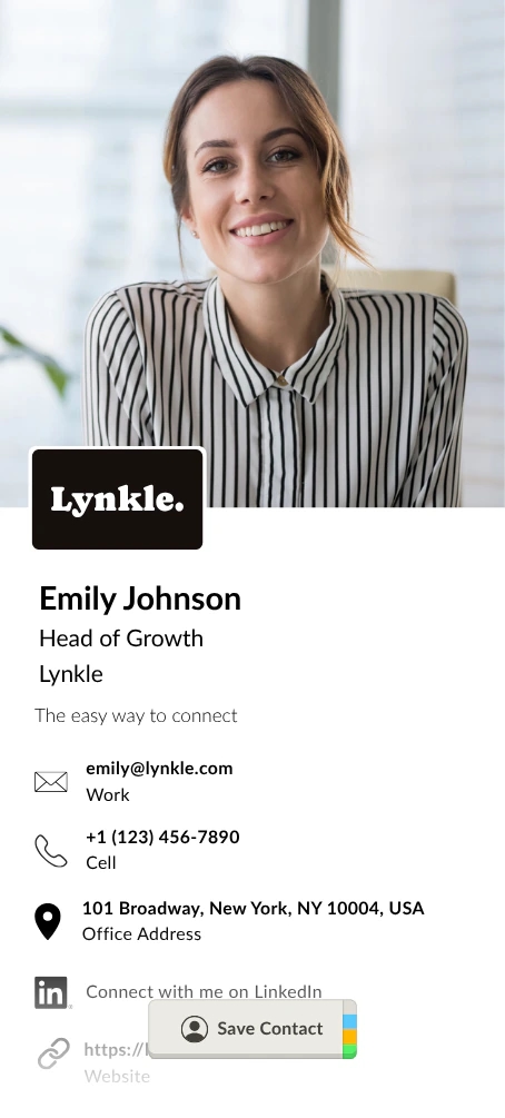 Branded team card example