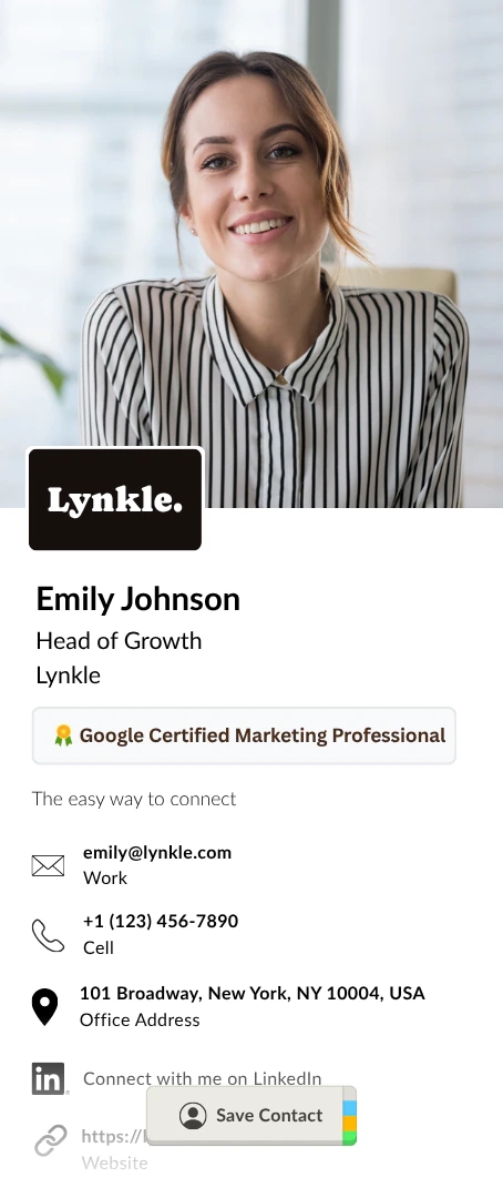 Digital business card opens in any browser without an app