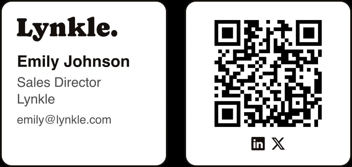 Square email signature with a QR code opening Emily's digital business card