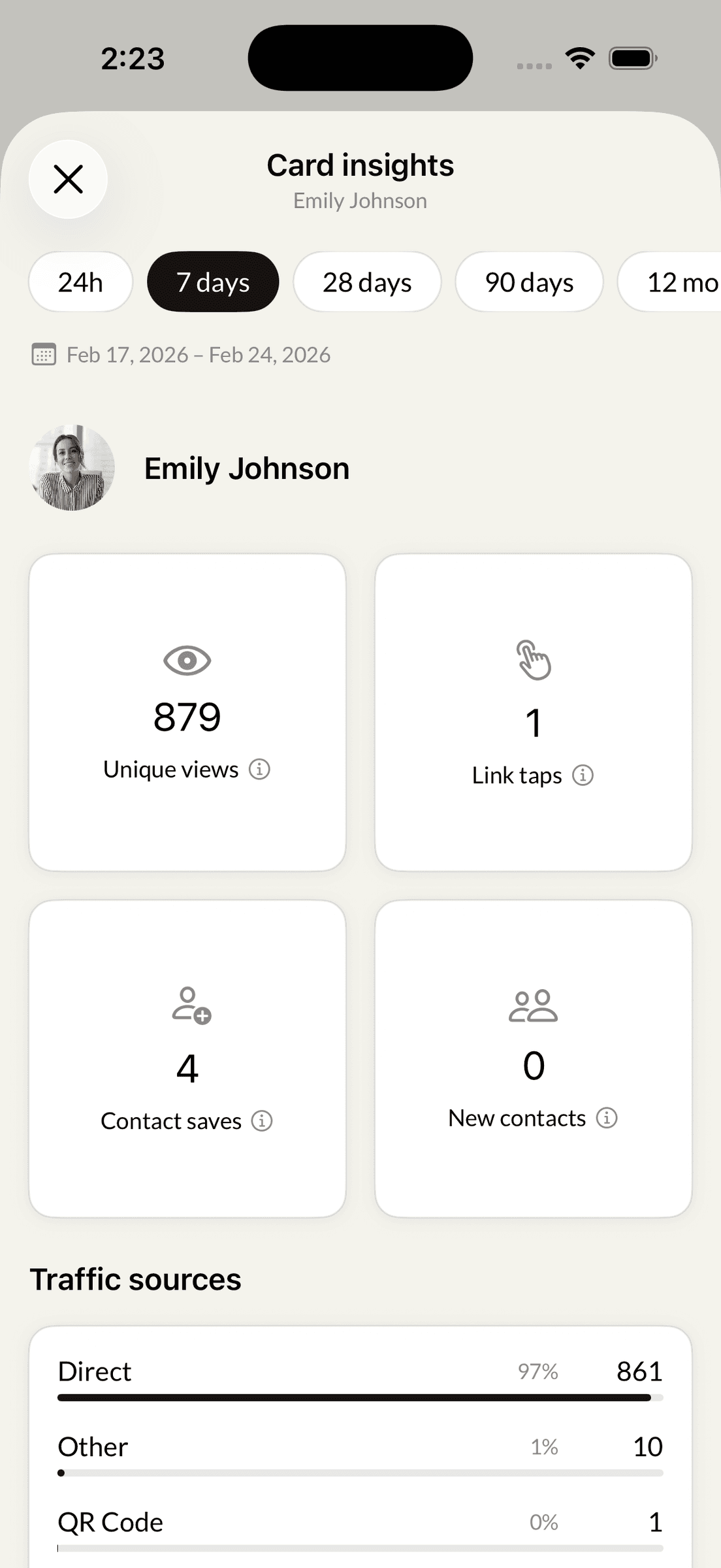 Card insights and analytics on iPhone
