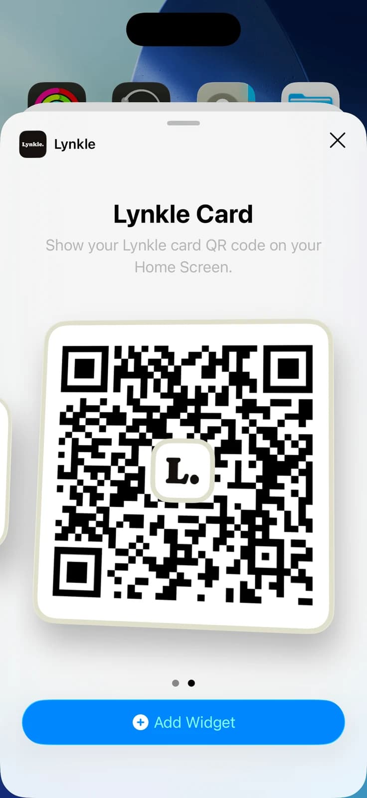 QR code Home Screen widget on iPhone