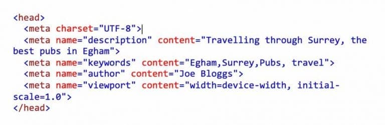 HTML head section example
