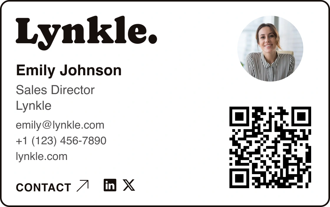Complete email signature for Emily Johnson with Lynkle branding