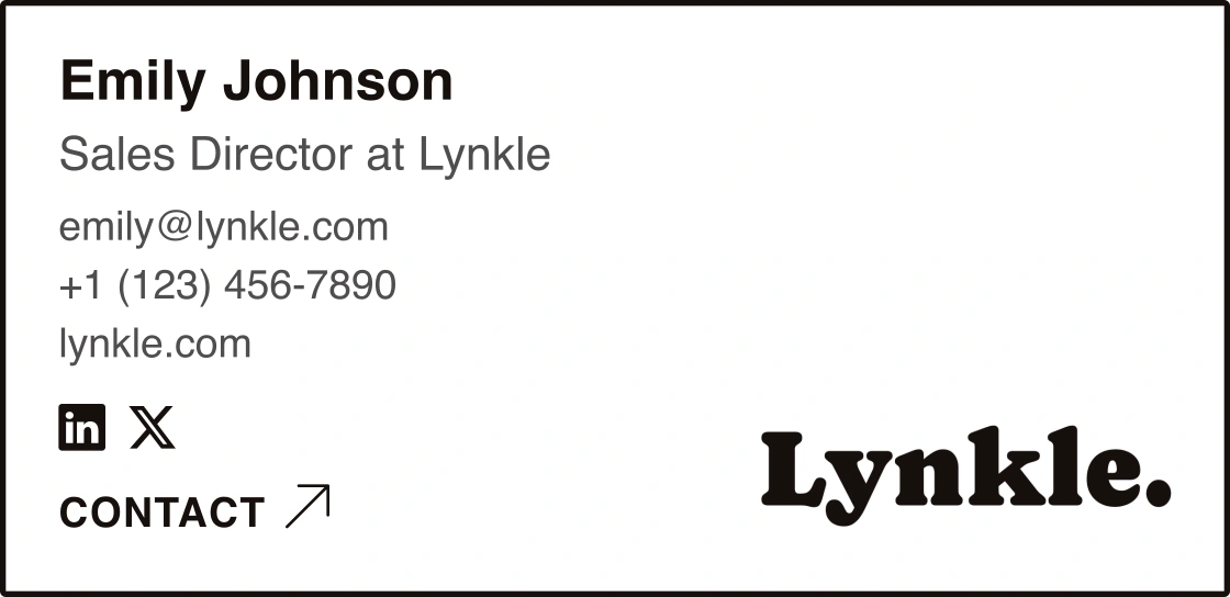 Elegant email signature for Emily Johnson with Lynkle branding